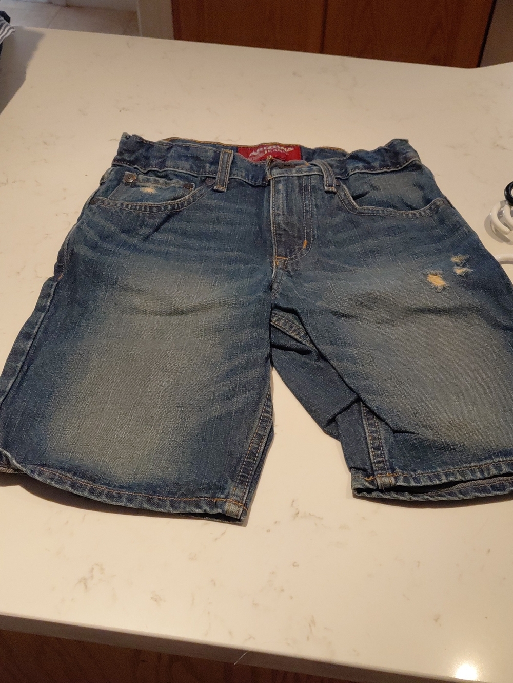 Blue Denim Shorts - Casual Washed Look